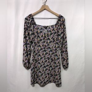 Miss Selfridge Floral Long Sleeve Dress Women's 6 Multicolor Cottagecore Peasant